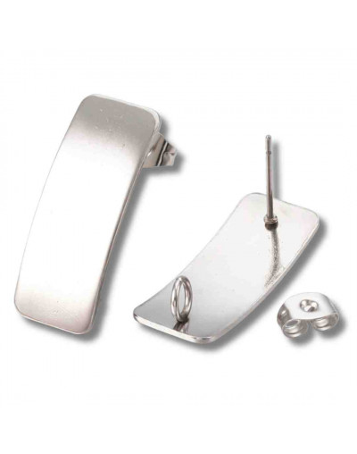 Pin aretes con cierre. Acero inoxidable. Color plateado. 26x10 milímetros. 2 mm perforación. 2 uds.