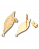 Pin aretes con cierre. Acero inoxidable. Color dorado. 27.5x8.5 milímetros. 1 mm perforación. 2 uds.