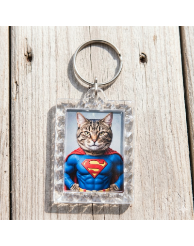 Accesorio para llavero. Rectángulo. Acrílico+aleación de cobre. 40x56 milímetros. 5 uds.