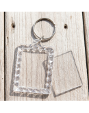 Accesorio para llavero. Rectángulo. Acrílico+aleación de cobre. 40x56 milímetros. 5 uds.