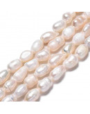 Perla natural de río. Forma irregular. Lágrima. 5~11x4.5~6 mm. 0,7 mm perforación. 43 uds hilo aprox