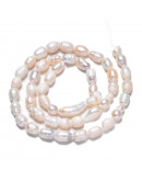 Perla natural de río. Forma irregular. Lágrima. 5~11x4.5~6 mm. 0,7 mm perforación. 43 uds hilo aprox