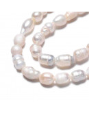 Perla natural de río. Forma irregular. Lágrima. 5~11x4.5~6 mm. 0,7 mm perforación. 43 uds hilo aprox