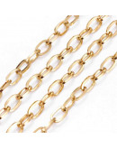Acero inoxidable. Color dorado. Link ovalado. 7x4x0.8 mm.  1 metro.