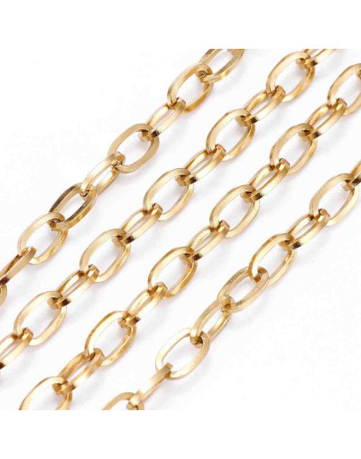 Acero inoxidable. Color dorado. Link ovalado. 7x4x0.8 mm.  1 metro.