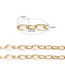 Acero inoxidable. Color dorado. Link ovalado. 7x4x0.8 mm.  1 metro.