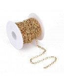 Acero inoxidable. Color dorado. Link ovalado. 7x4x0.8 mm.  1 metro.