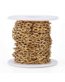 Acero inoxidable. Color dorado. Link ovalado. 7x4x0.8 mm.  1 metro.