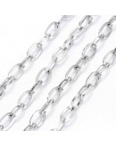 Acero inoxidable. Color plateado. Link ovalado. 7x4x0.8 mm.  1 metro.