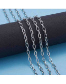 Acero inoxidable. Color plateado. Link ovalado. 7x4x0.8 mm.  1 metro.