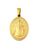 Religión: Virgen María. Acero inoxidable. Color dorado. 21x13x2 mm. 4x6 mm cierre. 1 ud.