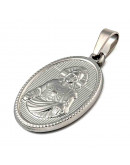 Religión: Virgen María. Acero inoxidable. Color plateado. 21x13x2 mm. 4x6 mm cierre. 1 ud.