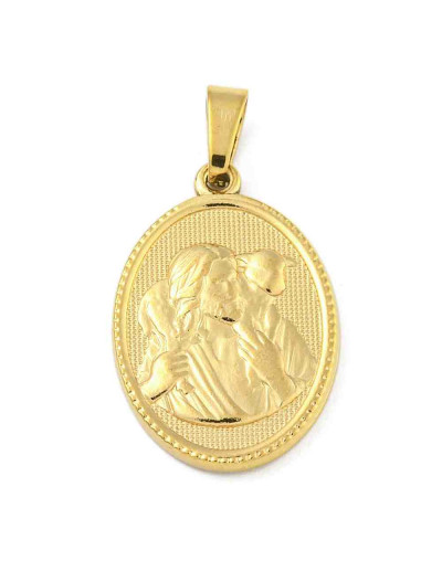 Religión: Jesús. Acero inoxidable. Color dorado. 24x16x2~2.5 mm. 3x5 mm cierre. 1 ud.