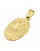 Religión: Jesús. Acero inoxidable. Color dorado. 24x16x2~2.5 mm. 3x5 mm cierre. 1 ud.