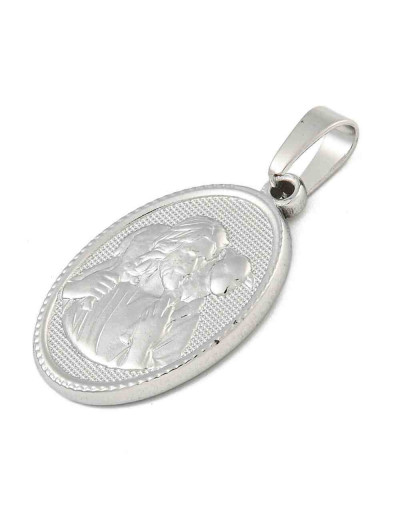 Religión: Jesús. Acero inoxidable. Color plateado. 24x16x2~2.5 mm. 3x5 mm cierre. 1 ud.