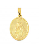 Religión: Virgen María. Acero inoxidable. Color dorado. 24x16x2~2.5 mm. 3x5 mm cierre. 1 ud.