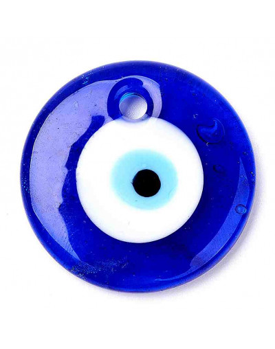 Ojo Turco. Color celeste. Glass Lampwork. 36x5 milímetros. 4 mm perforación. 1 ud.