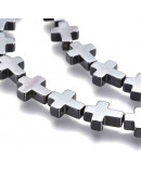 Hematite sintético. Cruz. Color Gunmetal. 10x8x3 mm. 1 mm perforación. 1 ud.