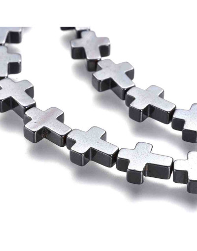 Hematite sintético. Cruz. Color Gunmetal. 10x8x3 mm. 1 mm perforación. 1 ud.