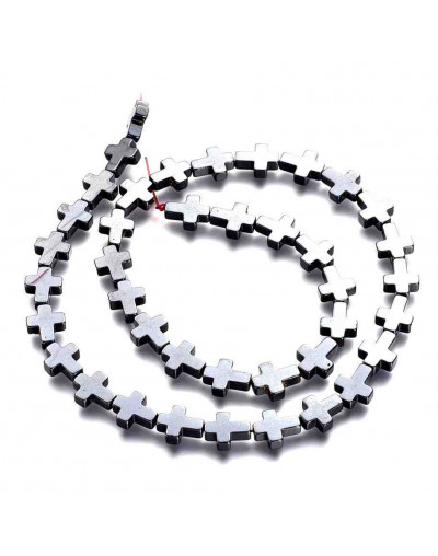 Hematite sintético. Cruz. Color Gunmetal. 10x8x3 mm. 1 mm perforación. 1 ud.
