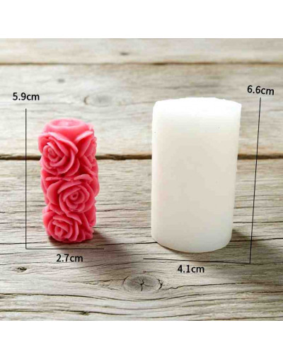 Molde silicona. Velas, jabones y resina. Columna flores. 41x66 mm. 1 ud.