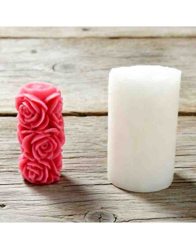 Molde silicona. Velas, jabones y resina. Columna flores. 41x66 mm. 1 ud.