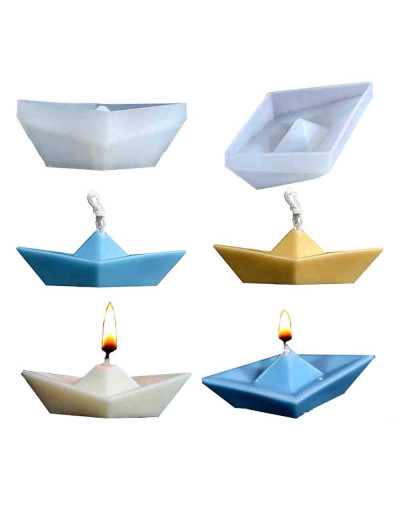 Molde silicona. Velas, jabones y resina. Barco papel. 86x48x30 mm. 1 ud.