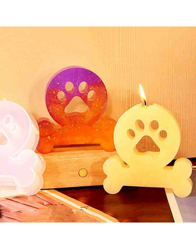 Molde silicona. Velas, jabones y resina. Huella y hueso. 115x108x23 mm. 1 ud.