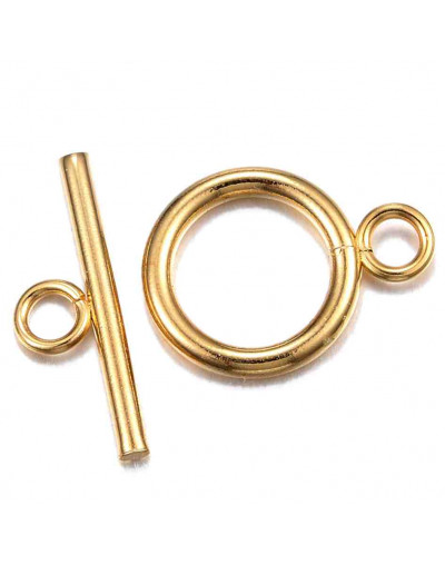 Cierre de barra. Acero inoxidable. Real 18KGold. 23x18x2.5 mm. Barra 25 mm. 3 mm agujero. 1 set.