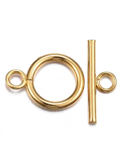 Cierre de barra. Acero inoxidable. Real 18KGold. 23x18x2.5 mm. Barra 25 mm. 3 mm agujero. 1 set.