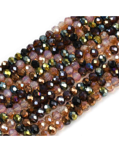 Rondelle faceteado. Mixed Color Electroplateado. 6x5 mm. 1.4 mm perforación. 90 uds hilo aprox. 