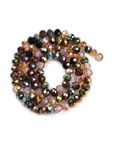 Rondelle faceteado. Mixed Color Electroplateado. 6x5 mm. 1.4 mm perforación. 90 uds hilo aprox. 