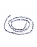 Rondelle faceteado. 2x1,5 milímetros. PLATINUM PLATED. 0,6 mm perforación. 220 uds hilo aprox.