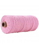 Hilo 100% algodón. Macramé. 3 milímetros grosor. Color: PEARL PINK. 100 metros. 1 cono.