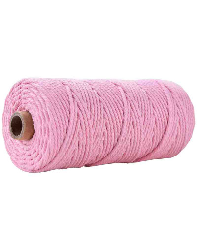 Hilo 100% algodón. Macramé. 3 milímetros grosor. Color: PEARL PINK. 100 metros. 1 cono.