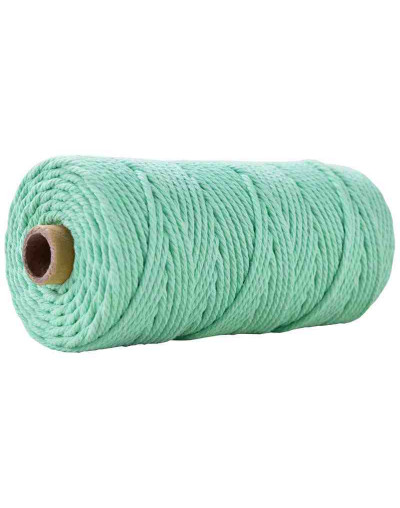 Hilo 100% algodón. Macramé. 3 milímetros grosor. Color: AQUAMARINE. 100 metros. 1 cono.