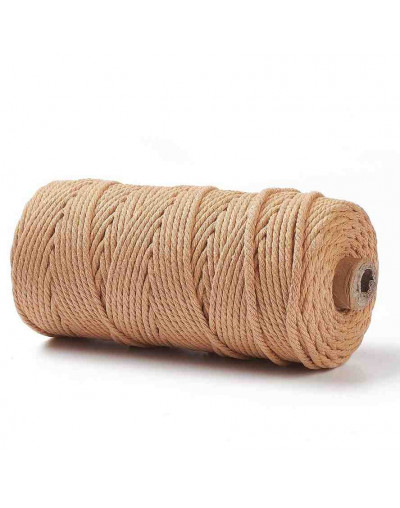 Hilo 100% algodón. Macramé. 3 milímetros grosor. Color: DARK SALMON. 100 metros. 1 cono.