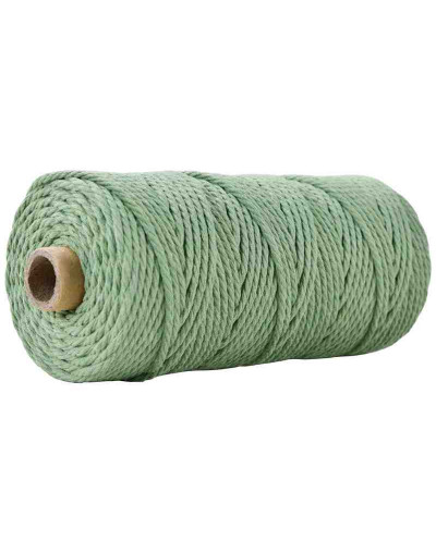 Hilo 100% algodón. Macramé. 3 milímetros grosor. Color: DARK SEA GREEN. 100 metros. 1 cono.