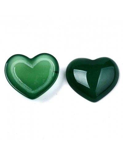 Agata Verde. Teñida. Corazón. 22~23x25x7 mm. Sin perforación. 1 ud.