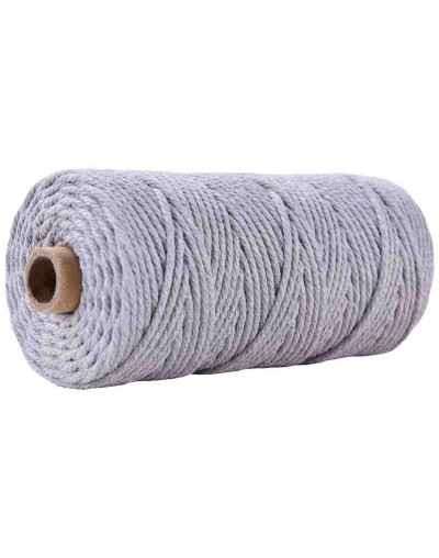 Hilo 100% algodón. Macramé. 3 milímetros grosor. Color: LIGHT STEEL BLUE. 100 metros. 1 cono.