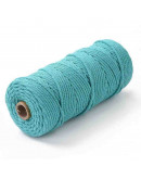 Hilo 100% algodón. Macramé. 3 milímetros grosor. Color: MEDIUM TURQUOISE. 100 metros. 1 cono.
