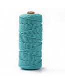 Hilo 100% algodón. Macramé. 3 milímetros grosor. Color: MEDIUM TURQUOISE. 100 metros. 1 cono.