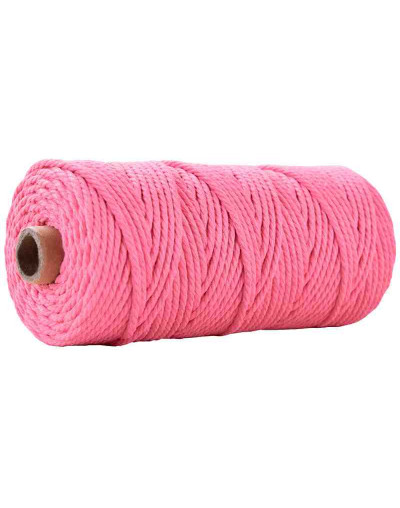 Hilo 100% algodón. Macramé. 3 milímetros grosor. Color: DEEP PINK. 100 metros. 1 cono.
