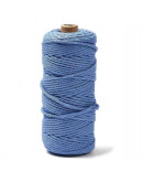 Hilo 100% algodón. Macramé. 3 milímetros grosor. Color: CORNFLOWER BLUE. 100 metros. 1 cono.
