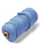 Hilo 100% algodón. Macramé. 3 milímetros grosor. Color: CORNFLOWER BLUE. 100 metros. 1 cono.