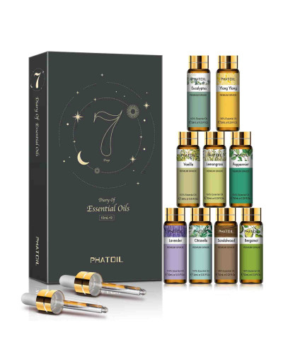 Aceite esencias. 9 Esencias. 10 ml. Jardín. Incluye estuche y 2 dosificadores. 1 set.