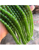 Calcedonia. Olive Green. 08 milímetros diámetro. 1 mm perforación. 45 unidades hilo (aproximado).