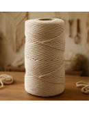 Hilo de algodón para macramé. 5 mm grosor. Color: GHOST WHITE. 100 metros. 1 ud.
