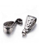 Cierre para dijes. Acero inoxidable. Color plateado. 15x6x6 mm largo. Agujeros 2x3 y 5x8 mm. 4 uds.