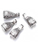 Cierre para dijes. Acero inoxidable. Color plateado. 15x6x6 mm largo. Agujeros 2x3 y 5x8 mm. 4 uds.